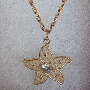 14k Gold Rope Chain 24" Necklace 14k Diamond Star Pendant NWOT 4.91 Grams